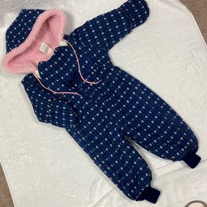 Vintage Oshkosh bunting snowsuit navy with white floral print made in US…